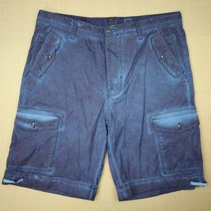 Born Fly Cargo Shorts Men's Size 36 Button Fly Blue Mid Rise 100% Cotton